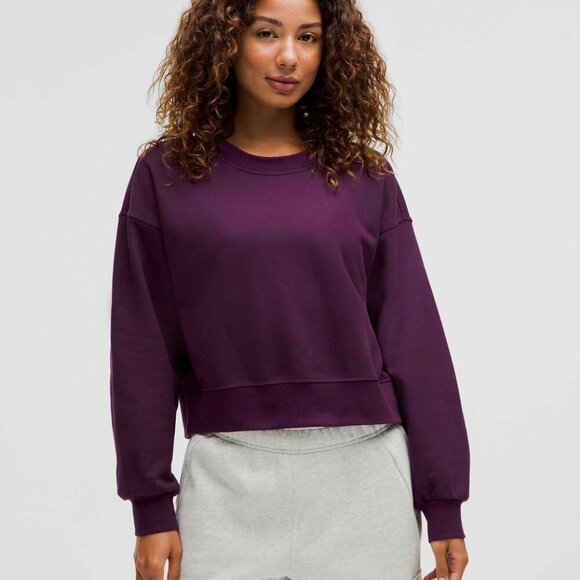 NWT Lululemon Perfectly Oversized Cropped Crew French Terry Dramatic Magenta Sz4 - Picture 1 of 8